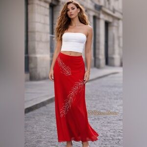 NWT Zara Draped Jewel Midi Skirt Embellished Statement Skirt